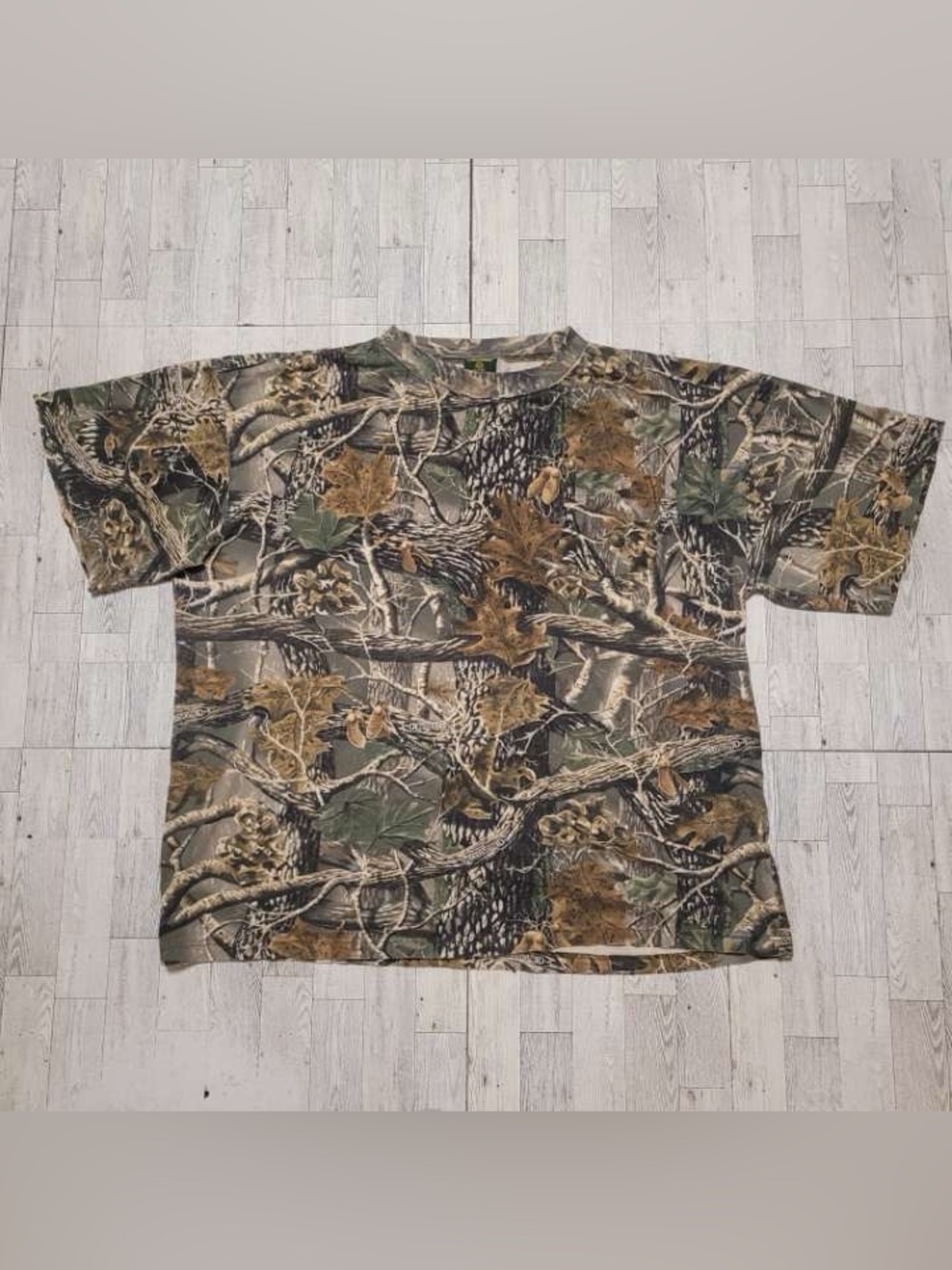Men's Cabelas Green Brown Nature Camo Hunting Pocket T Shirt Size 2XL Cottonwood